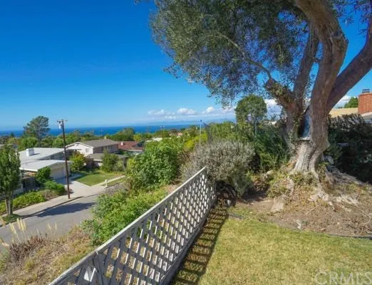 backyard with overlooking neighborhood and ocean in Calfiornia